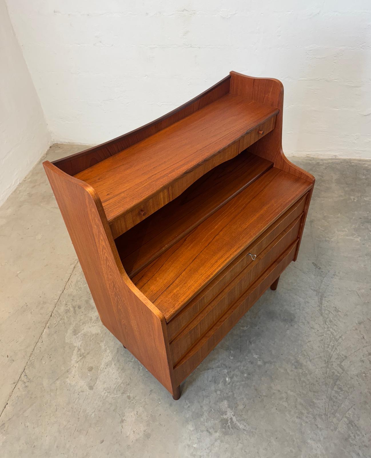 Danish Teak Secretary Desk with Hidden Vanity Mirror - #A1770