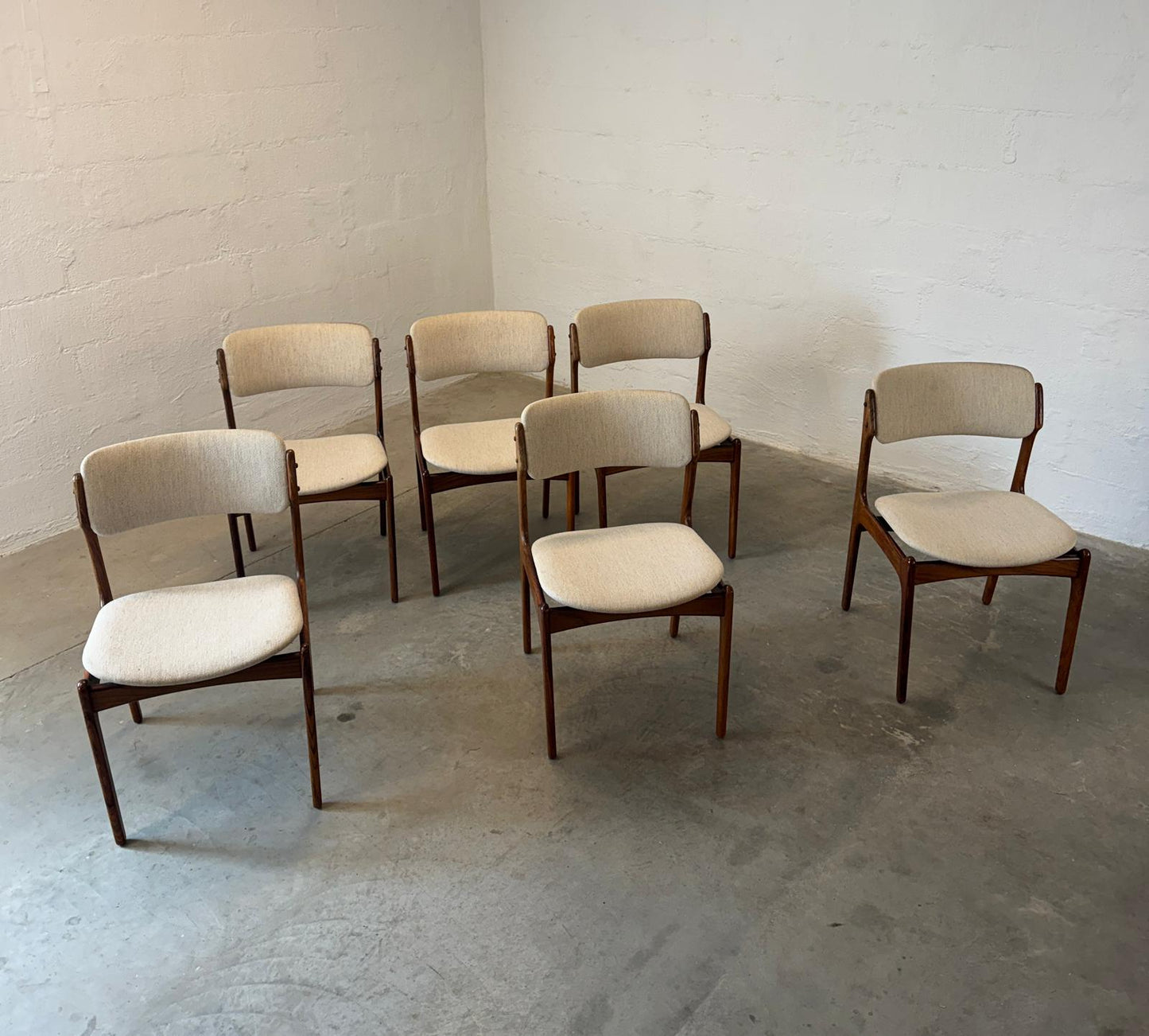 Oddense Maskinsnedkeri A/S Rosewood  Model “OD 49” Set of 6 Dining Chairs  Designed by Erik Buck - #