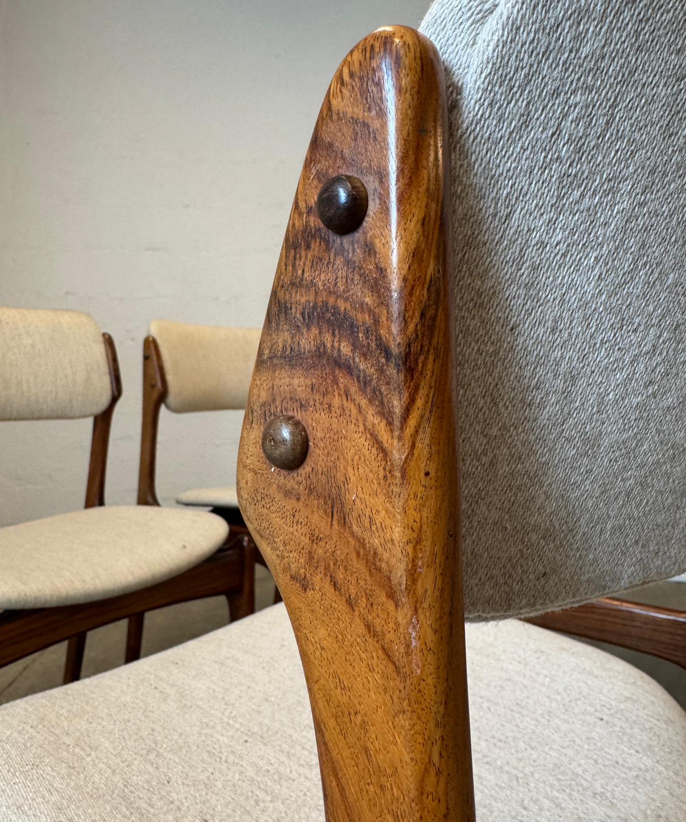 Oddense Maskinsnedkeri A/S Rosewood  Model “OD 49” Set of 6 Dining Chairs  Designed by Erik Buck - #