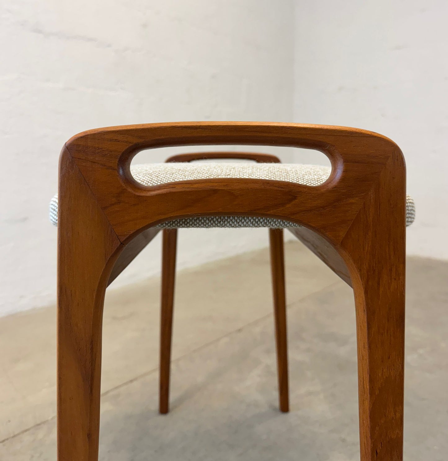 Danish Teak & Fabric Piano Bench / Vanity Stool - #A1775