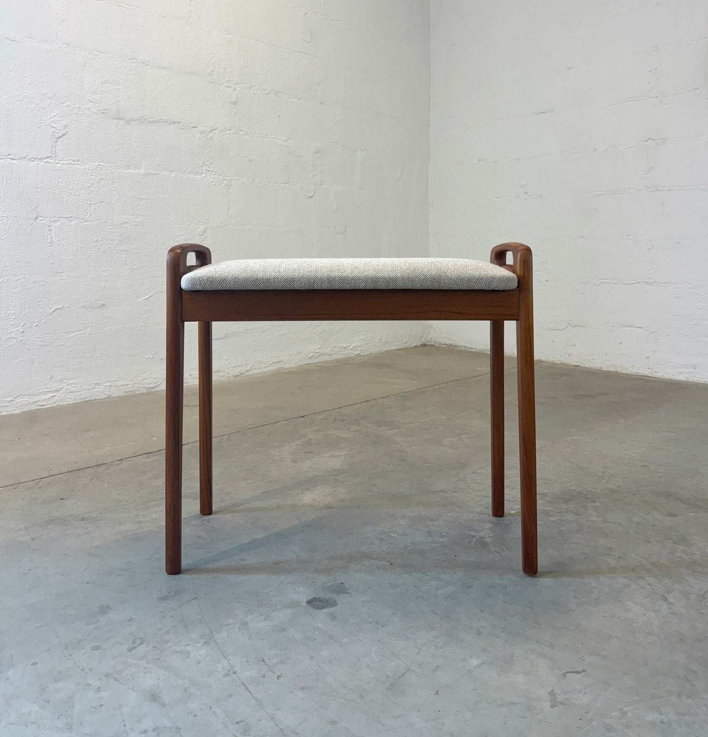 Danish Teak & Fabric Piano Bench / Vanity Stool - #A1775