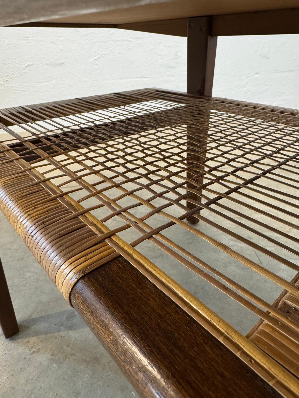 Danish Teak Coffee Table with Woven Lower Shelf - #A1762