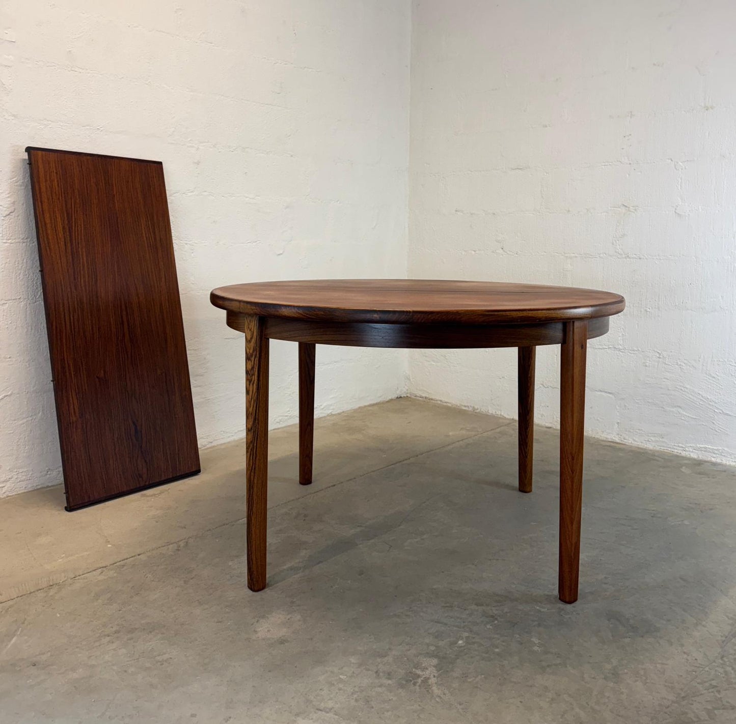 Danish Rosewood Round Dining Table with 1 Leaf - #A1780