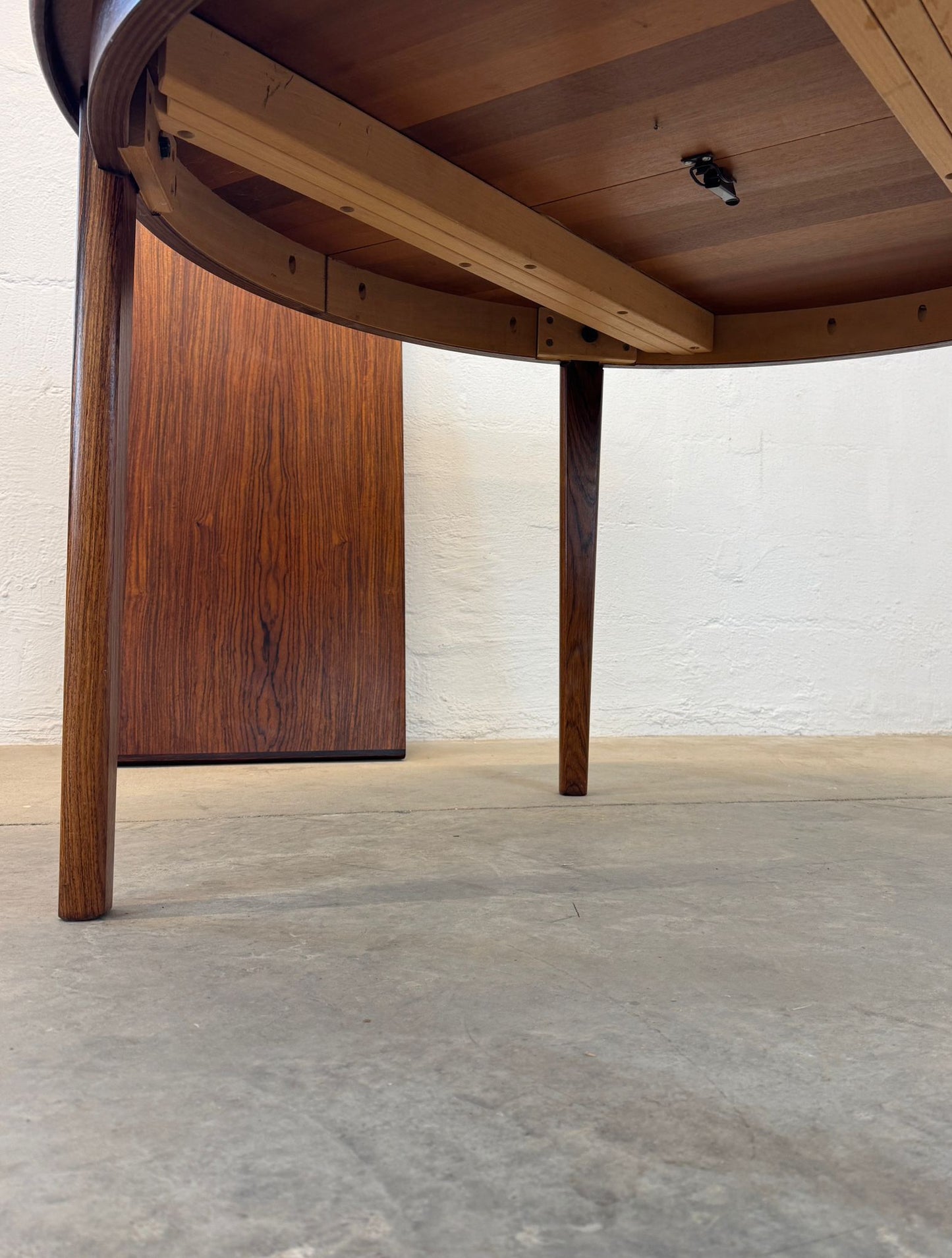 Danish Rosewood Round Dining Table with 1 Leaf - #A1780