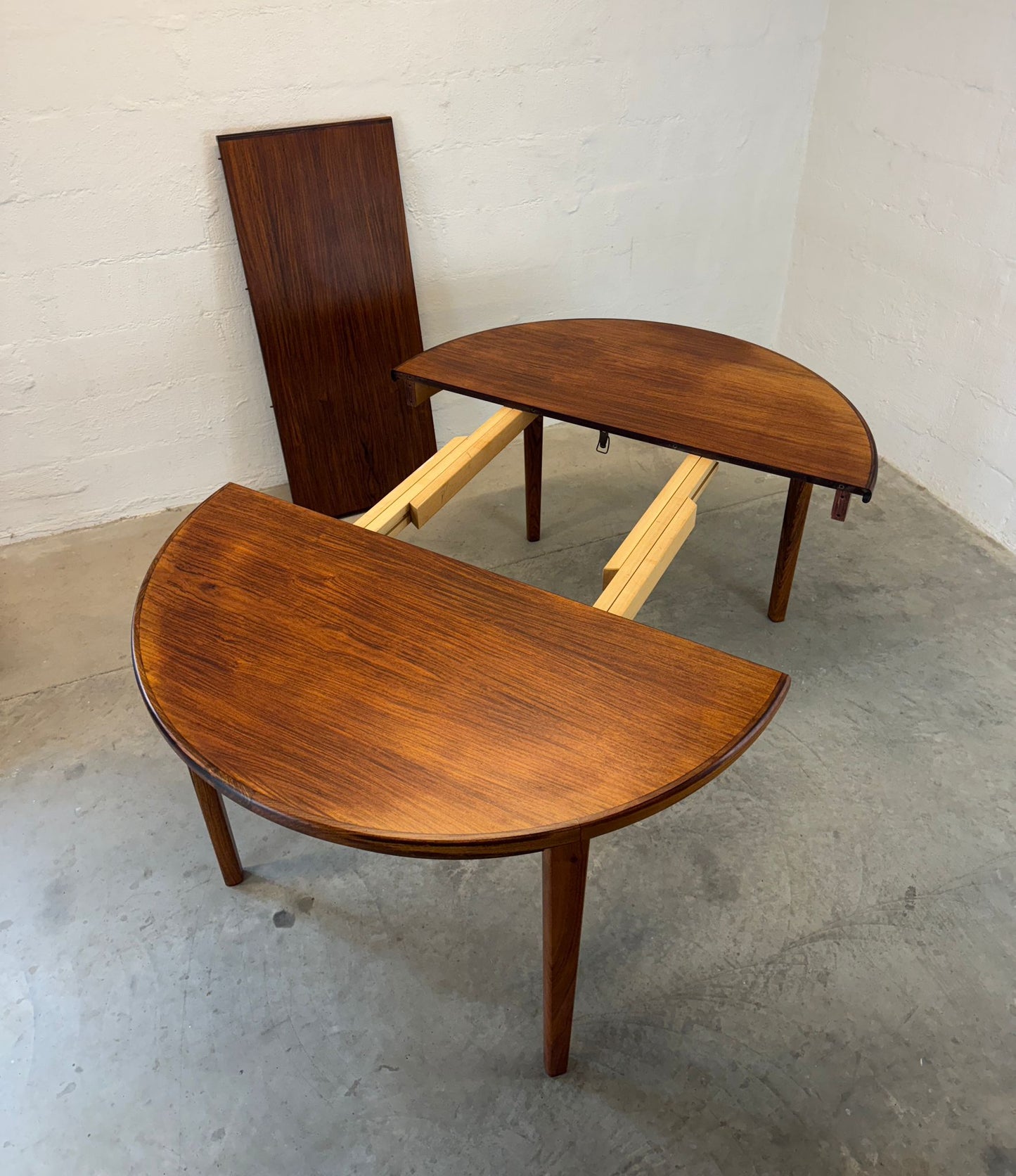 Danish Rosewood Round Dining Table with 1 Leaf - #A1780