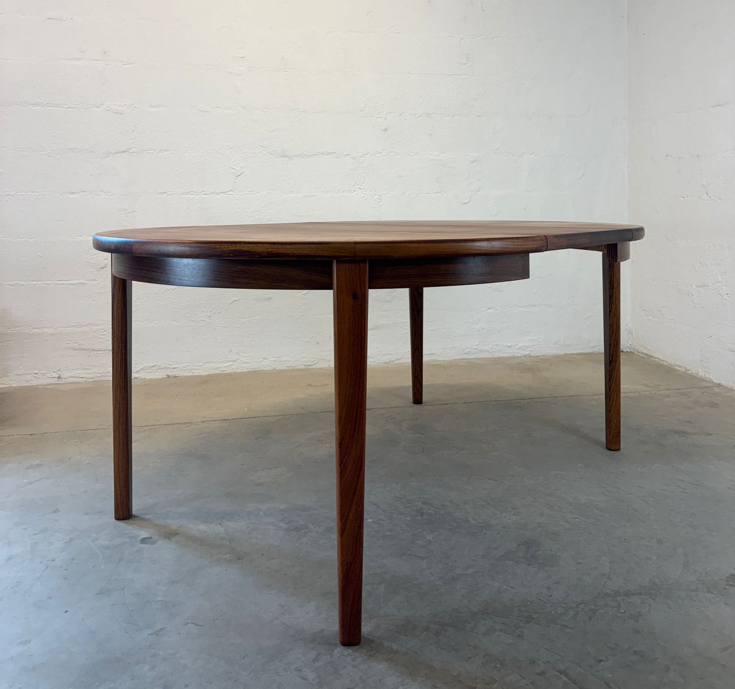 Danish Rosewood Round Dining Table with 1 Leaf - #A1780