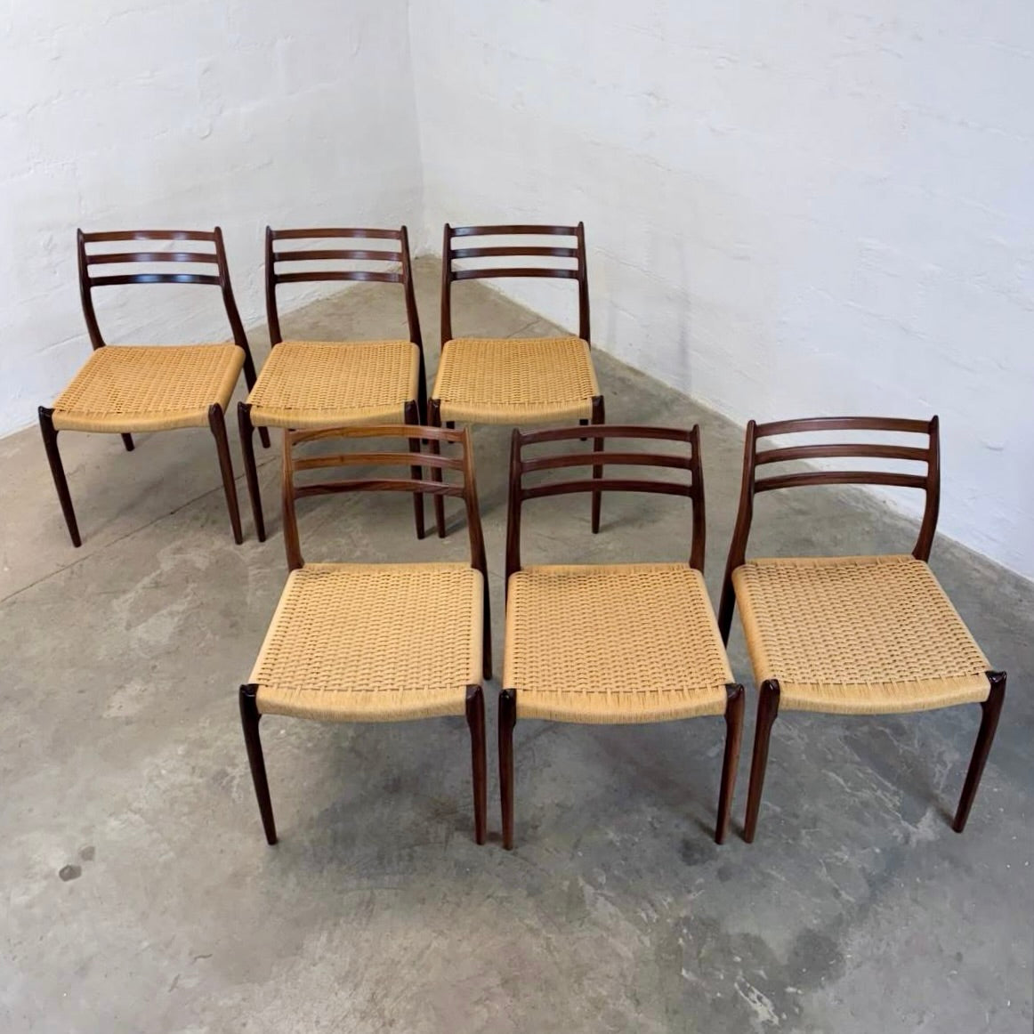 J.L. Møllers Møbelfabrik Set of 6 Rosewood Model 78 Chairs Designed by N.O. Møller - #A1781