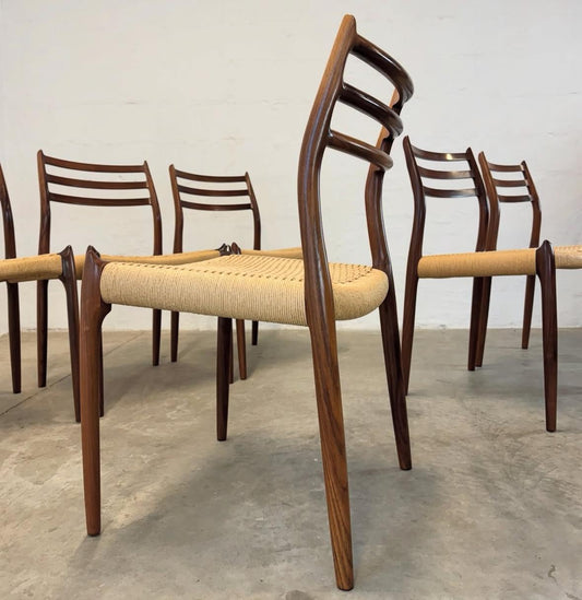 J.L. Møllers Møbelfabrik Set of 6 Rosewood Model 78 Chairs Designed by N.O. Møller - #A1781