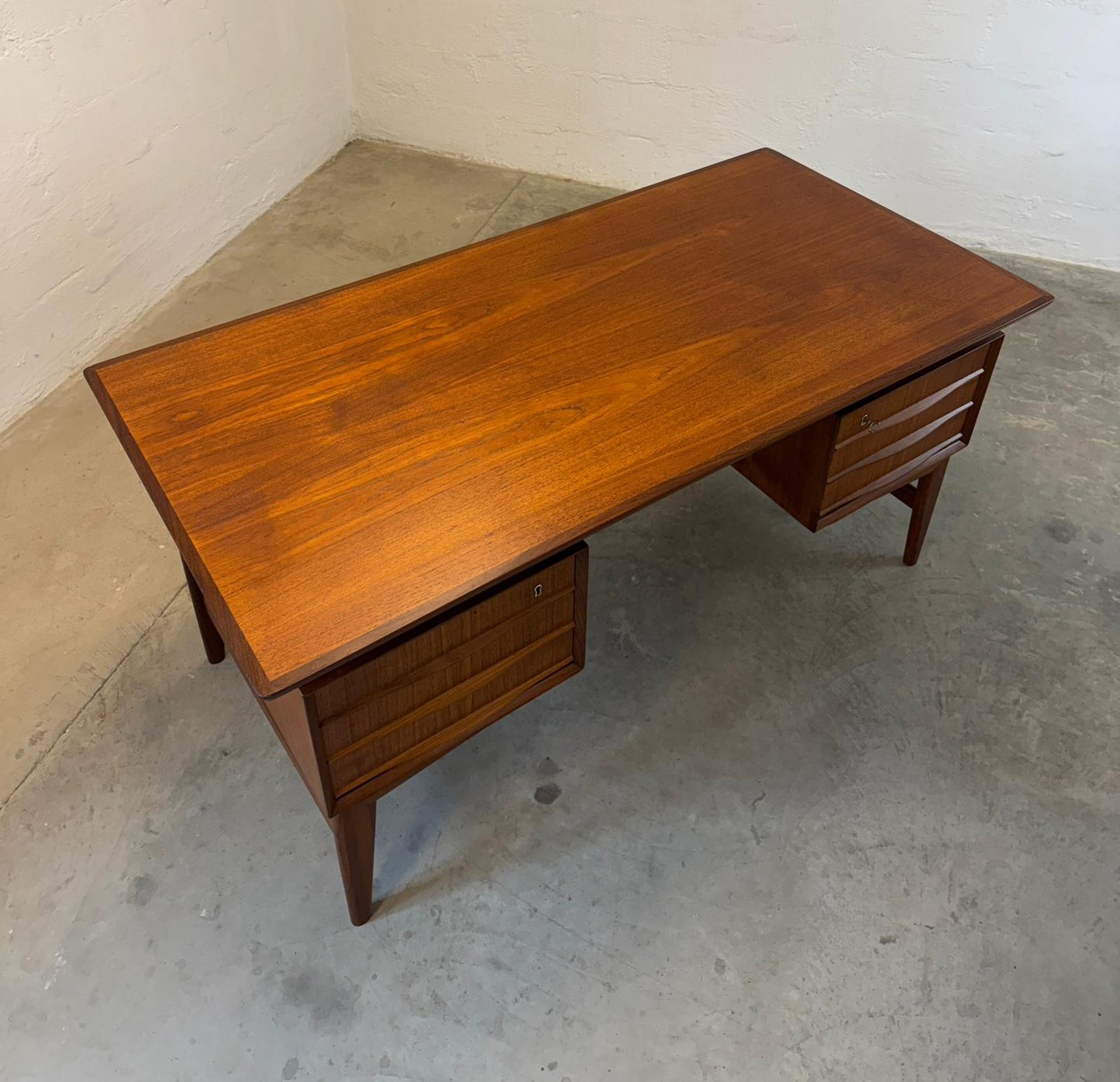Danish Teak Desk with Floating Top and Rear Storage - #A1783