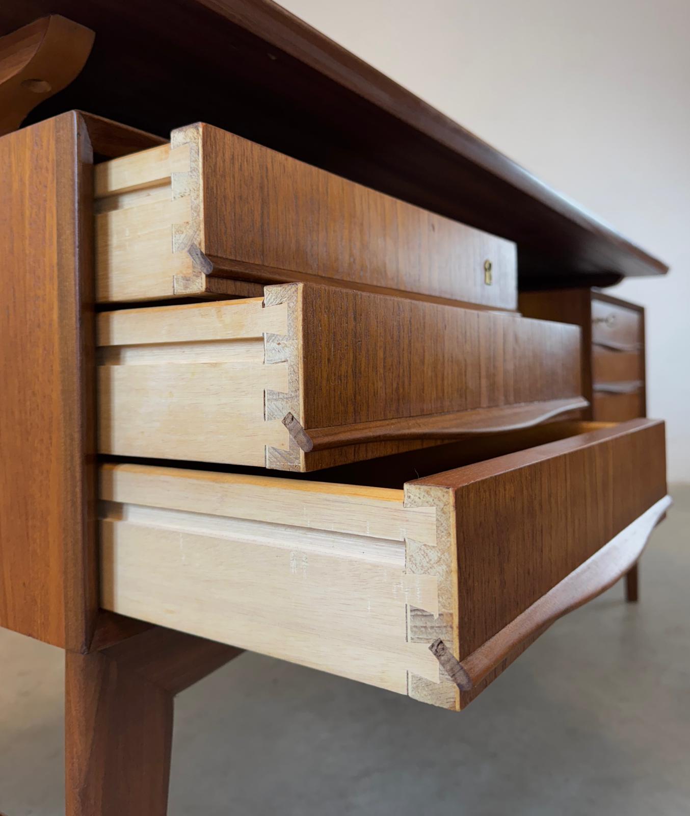 Danish Teak Desk with Floating Top and Rear Storage - #A1783