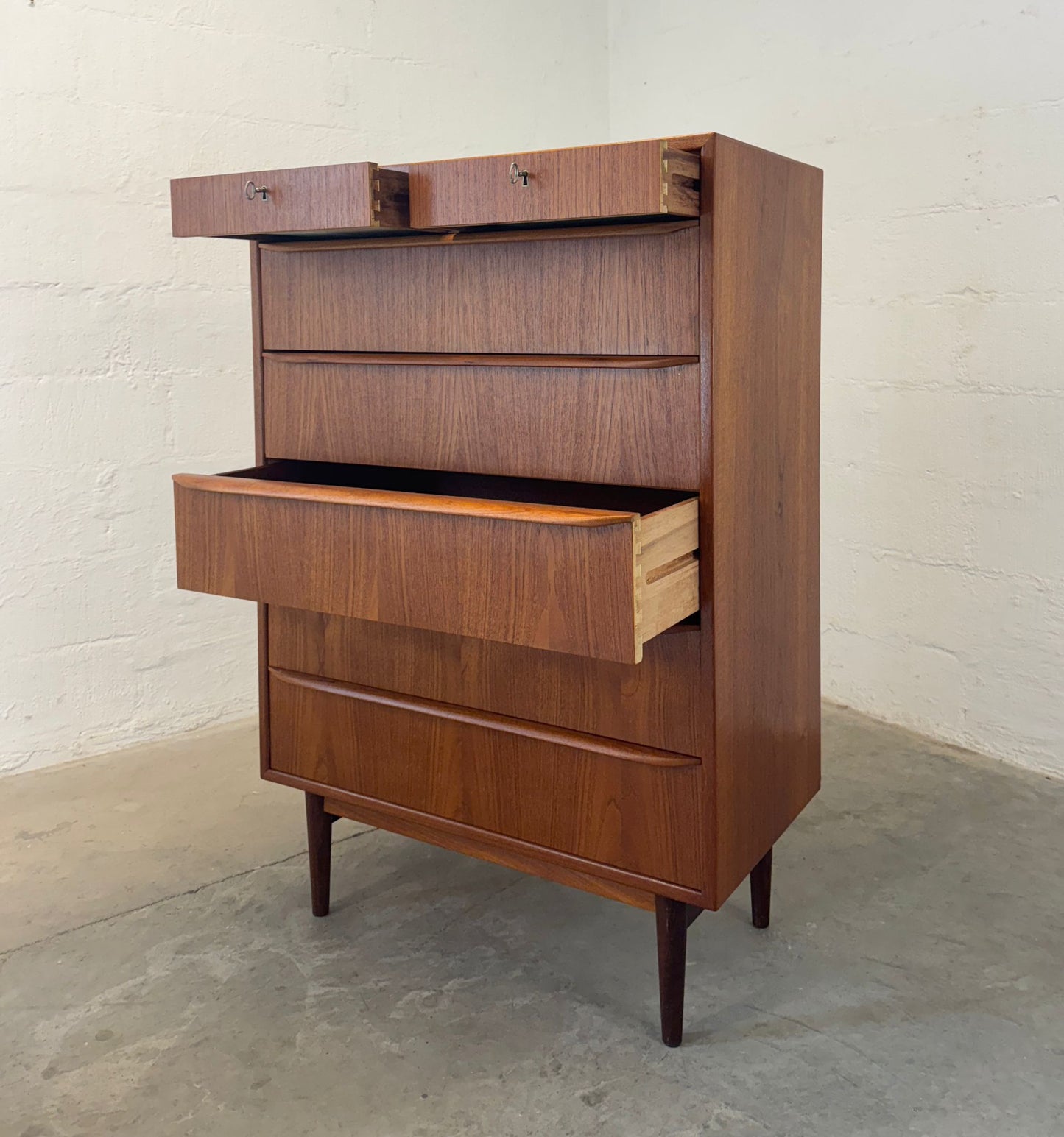 Danish Teak 7 Drawer Dresser - #A2108