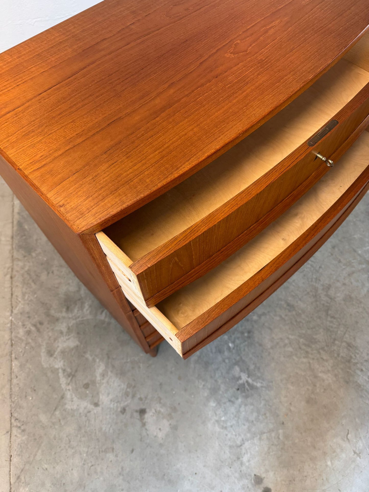 Danish Teak Bow Front Dresser - #A2111