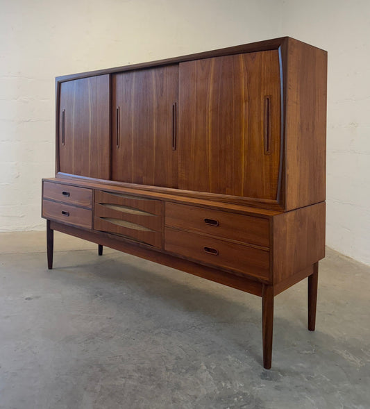Danish Tall Sideboard / Highboard with Bow Front Drawers in the style of Arne Vodder - #A2130
