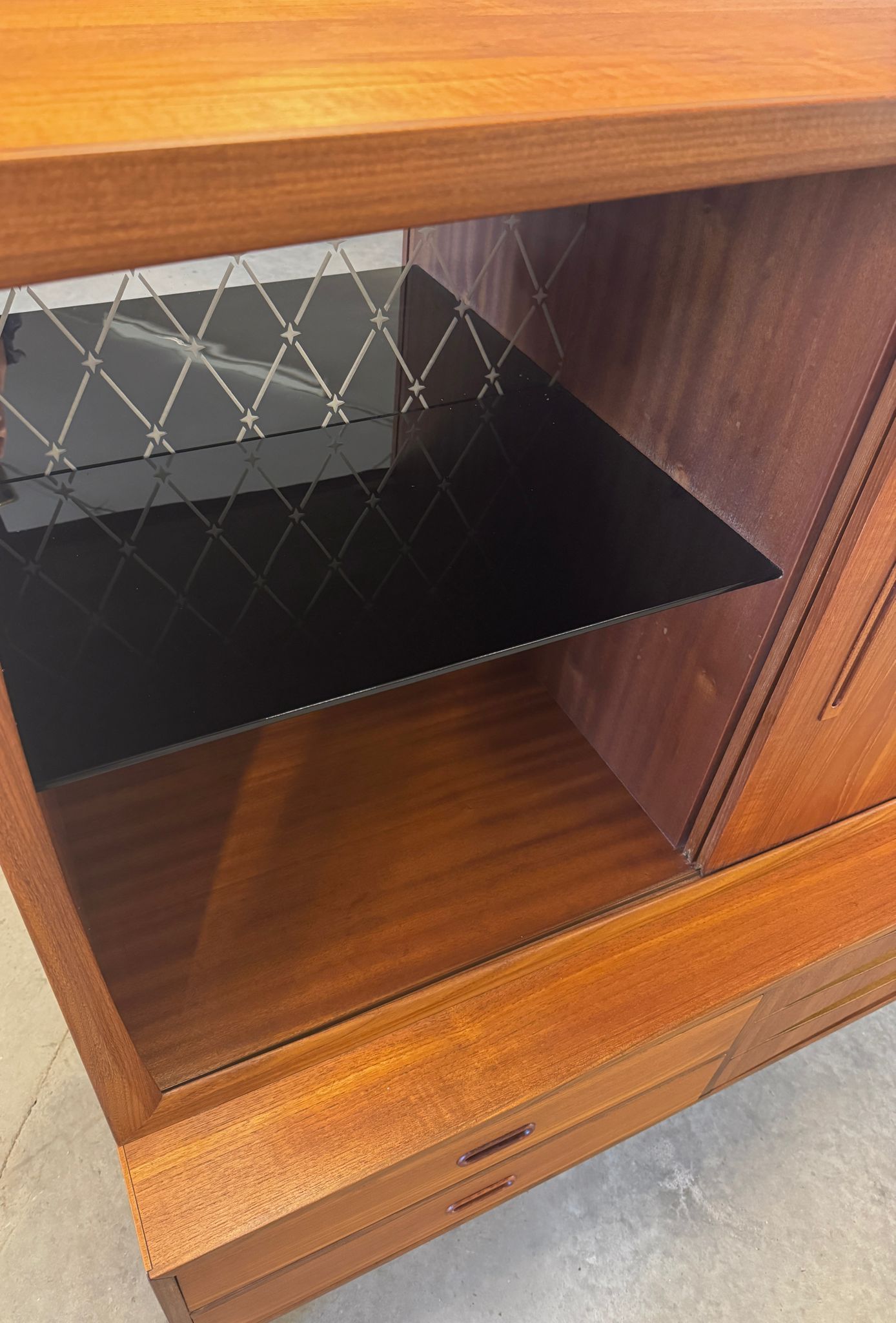 Danish Tall Sideboard / Highboard with Bow Front Drawers in the style of Arne Vodder - #A2130