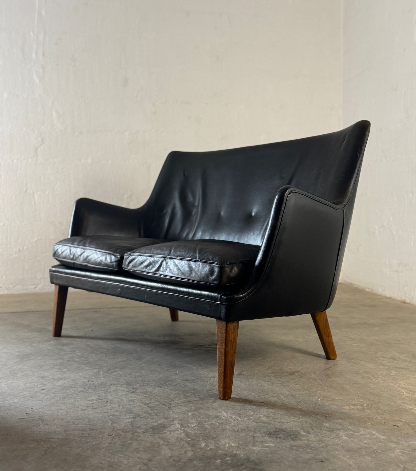 Ivan Schlechter Leather Model AV 53 Loveseat & Chair Designed by Arne Vodder - #A2138
