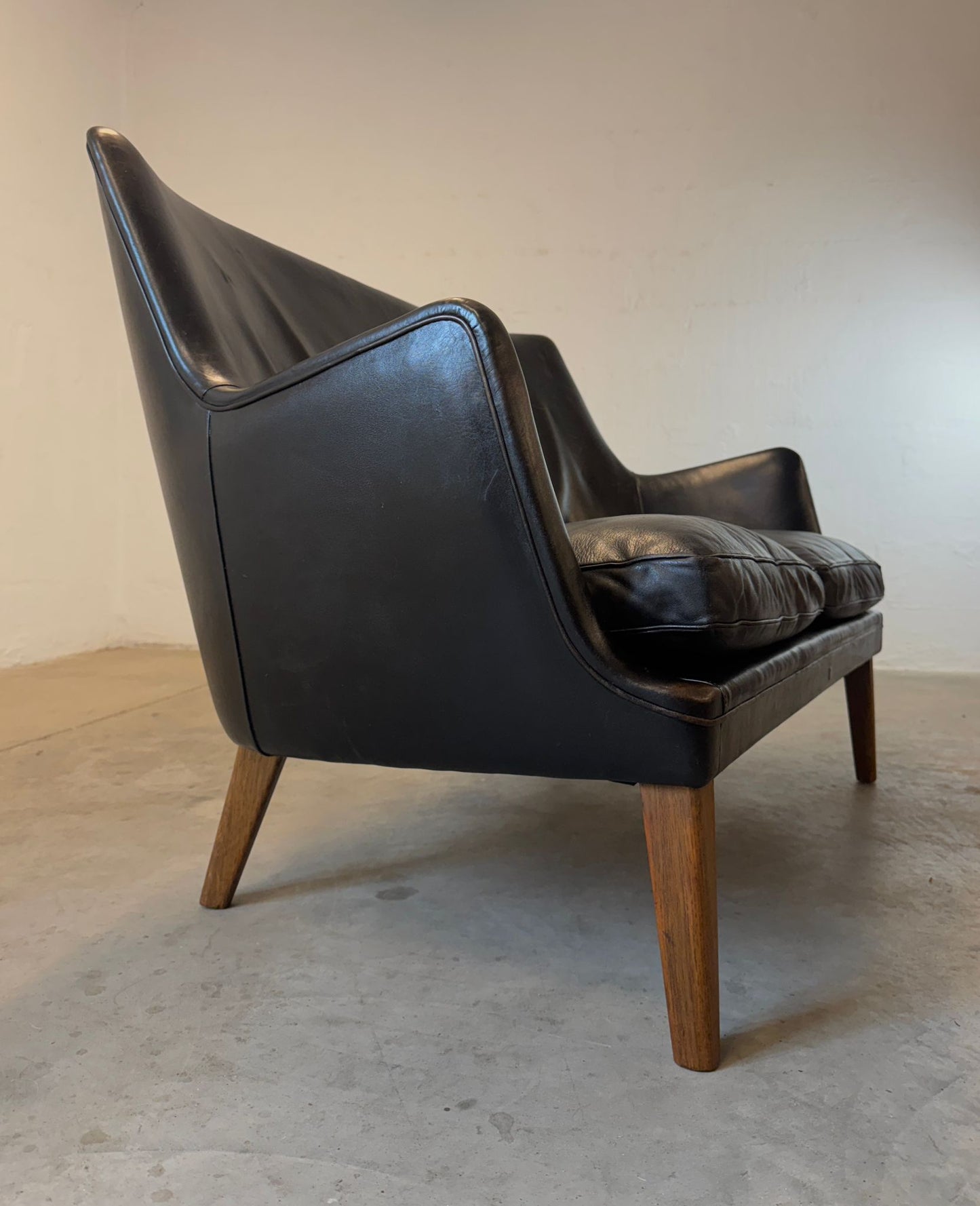 Ivan Schlechter Leather Model AV 53 Loveseat & Chair Designed by Arne Vodder - #A2138
