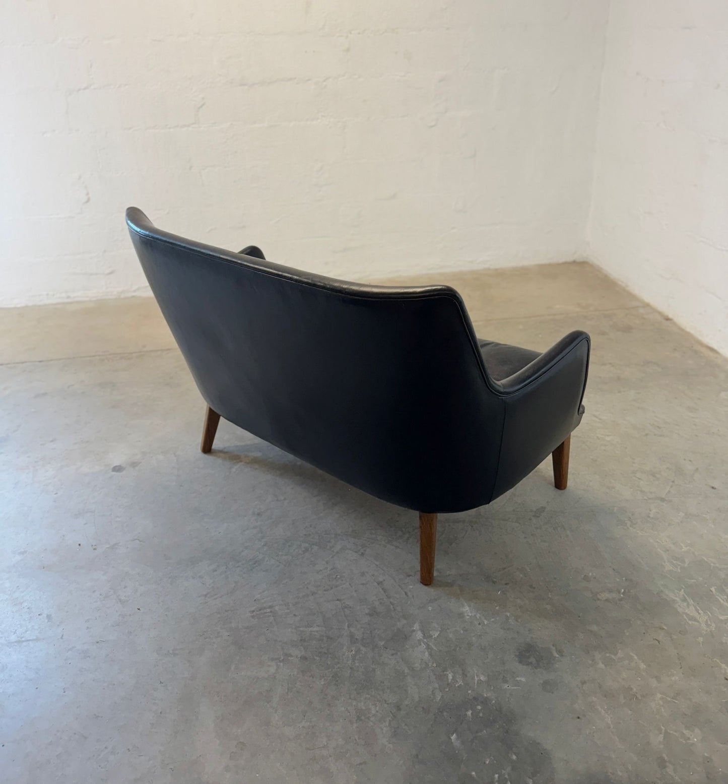 Ivan Schlechter Leather Model AV 53 Loveseat & Chair Designed by Arne Vodder - #A2138