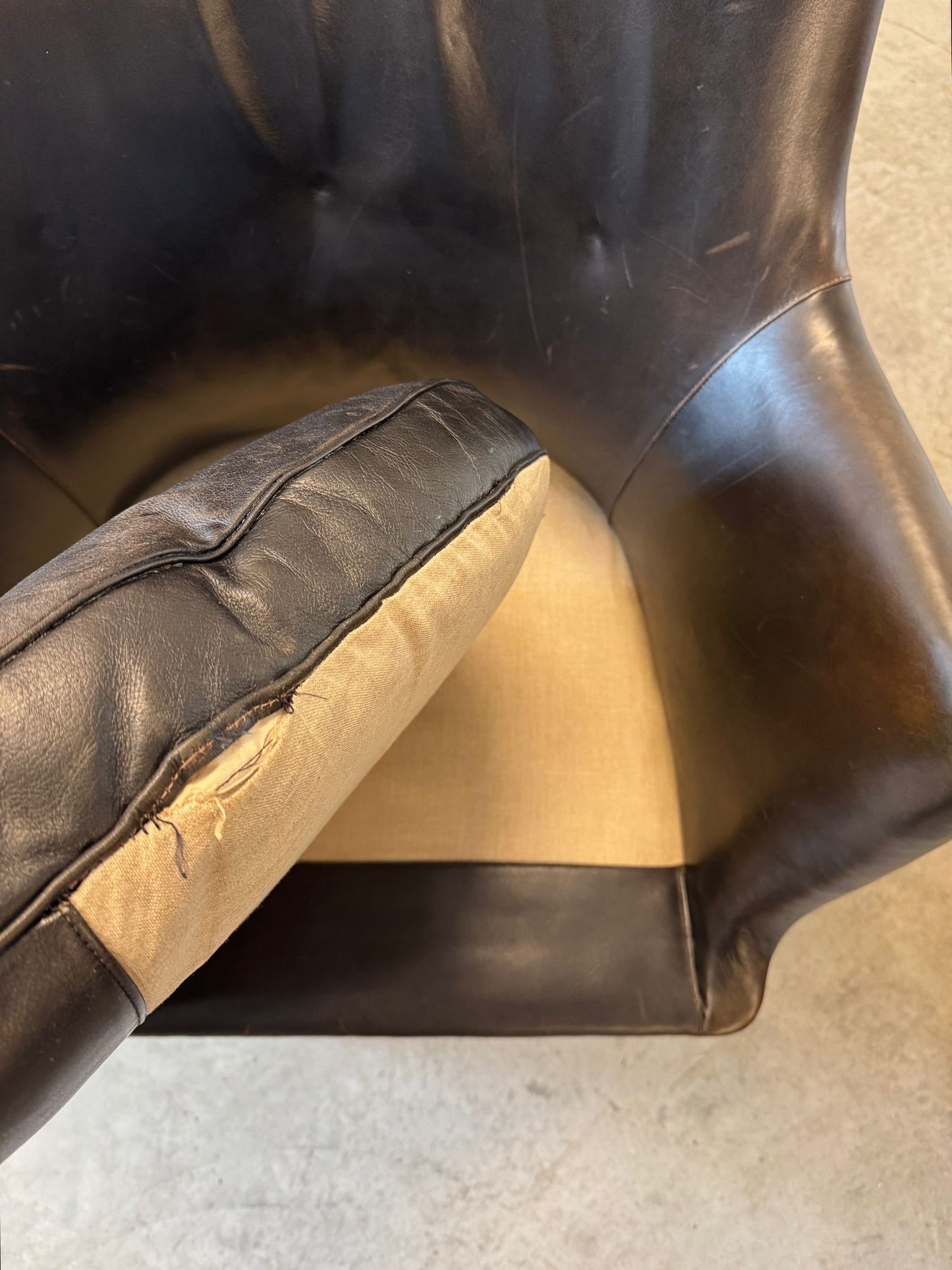 Ivan Schlechter Leather Model AV 53 Loveseat & Chair Designed by Arne Vodder - #A2138