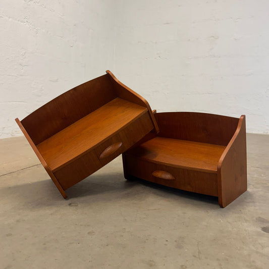 Danish Teak Pair of Wall-Mounted Nightstands - #A2143