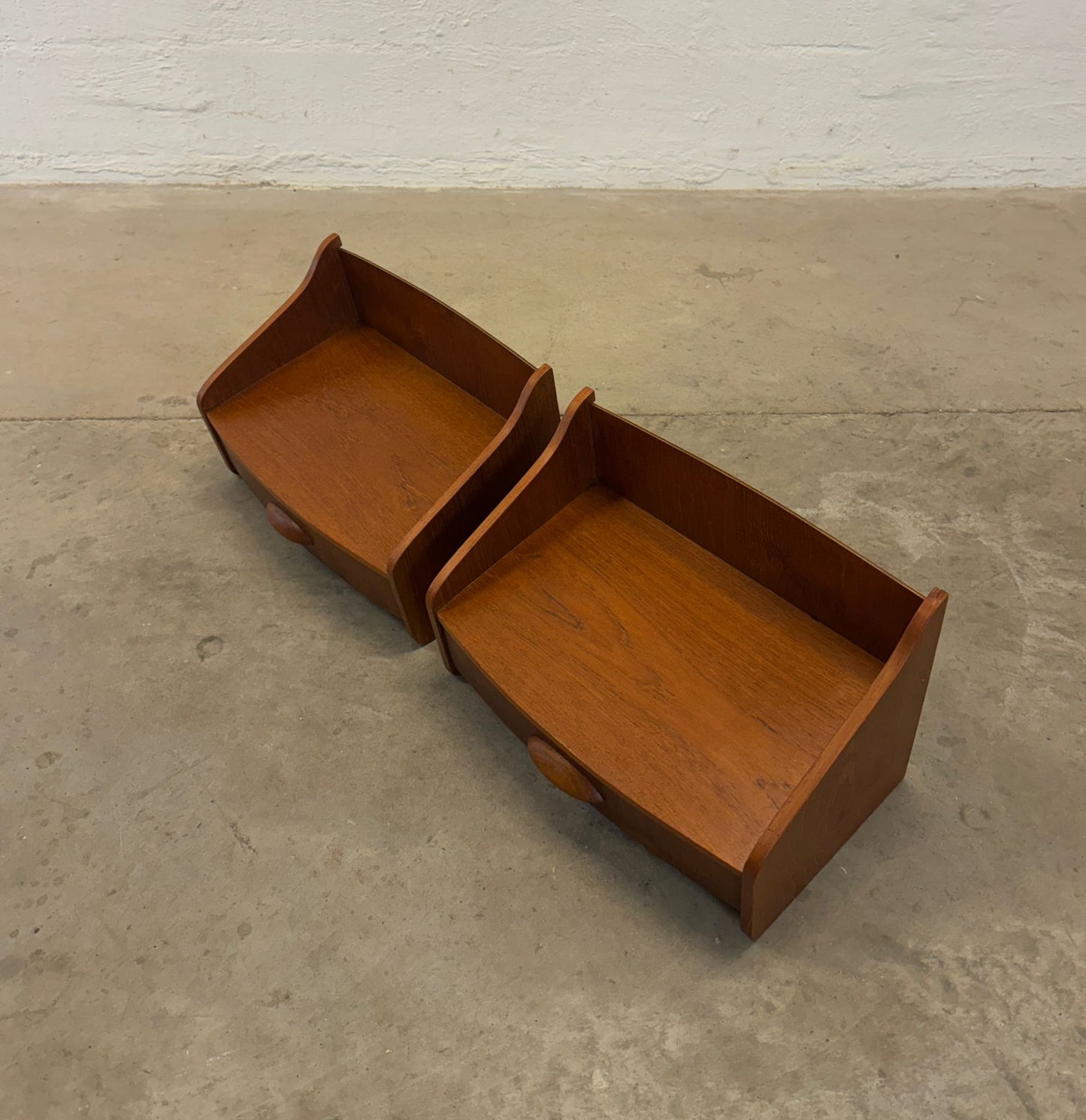 Danish Teak Pair of Wall-Mounted Nightstands - #A2143