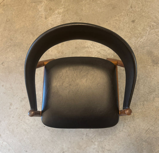 Danish Teak & Faux Leather Armchair - #A2147