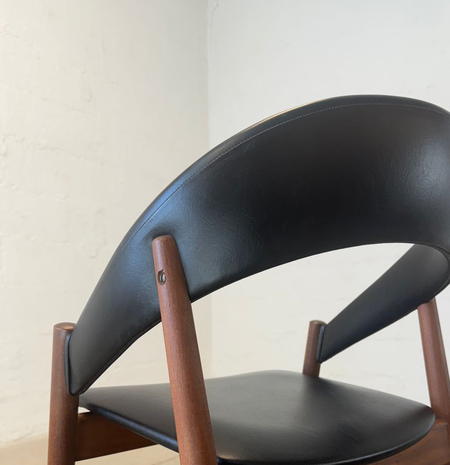 Danish Teak & Faux Leather Armchair - #A2147