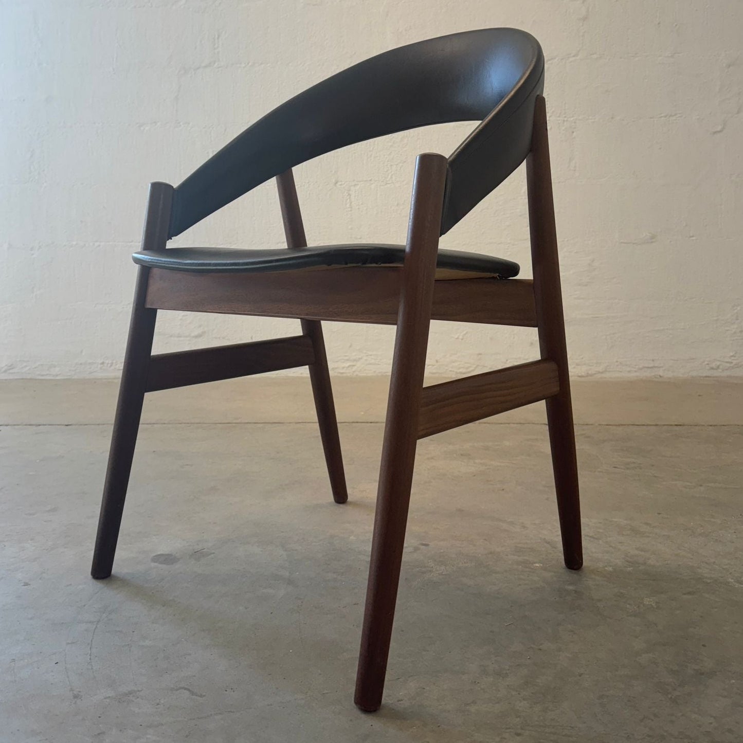 Danish Teak & Faux Leather Armchair - #A2147