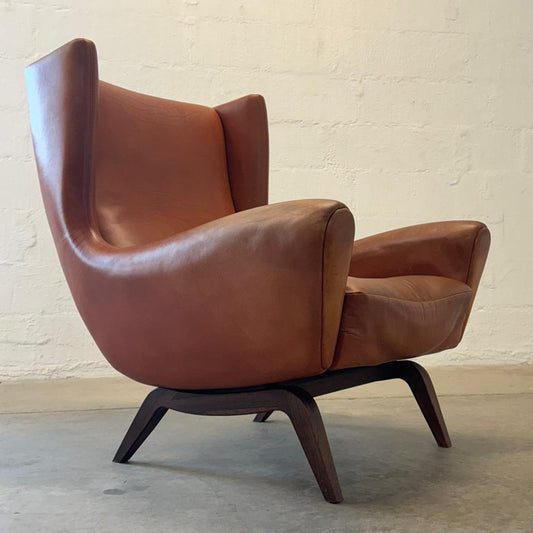 Søren Willadsen Leather & Rosewood Model No.110 Armchair Designed by Illum Wikkelsø - #A2149