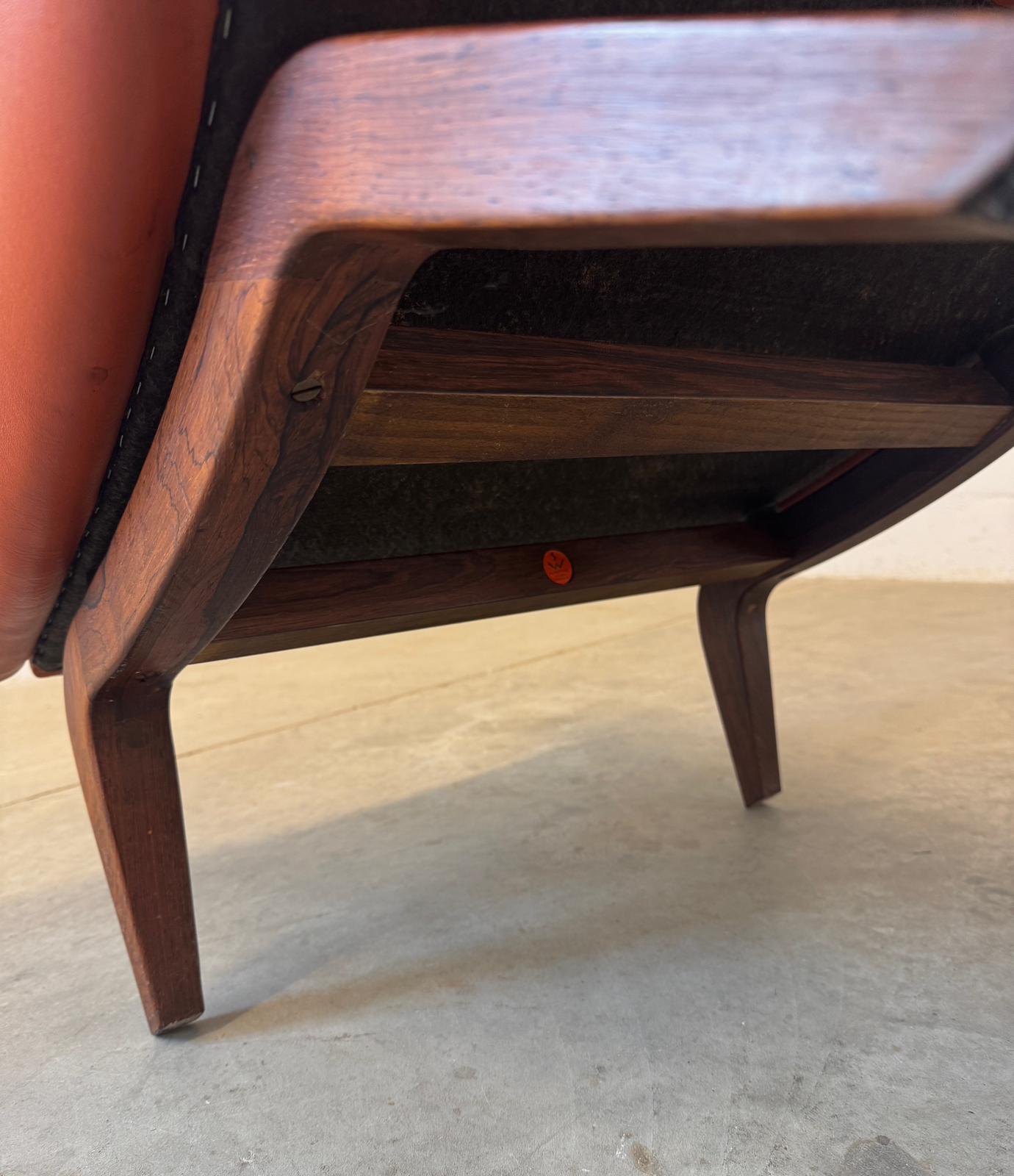 Søren Willadsen Leather & Rosewood Model No.110 Armchair Designed by Illum Wikkelsø - #A2149