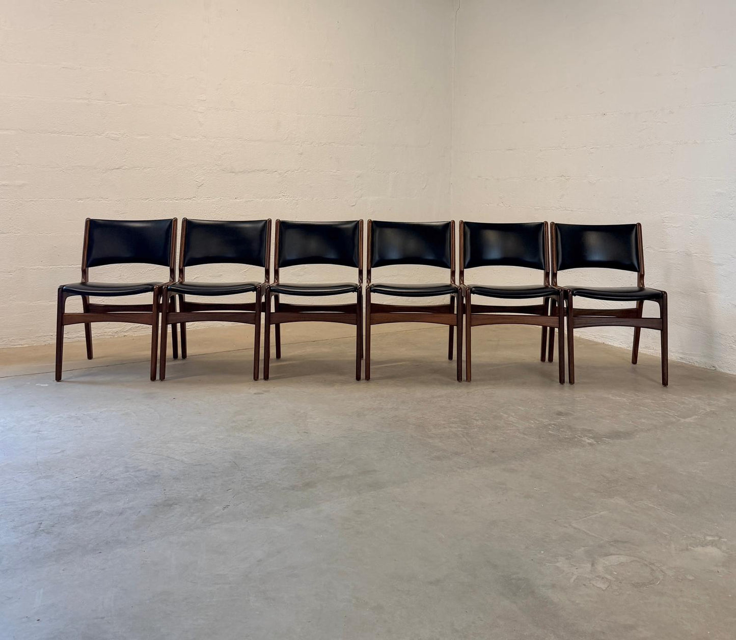 Oddense Maskinsnedkeri A/S Set of 6 Model #89 Teak Dining Chairs Designed by Erik Buch - #A2159