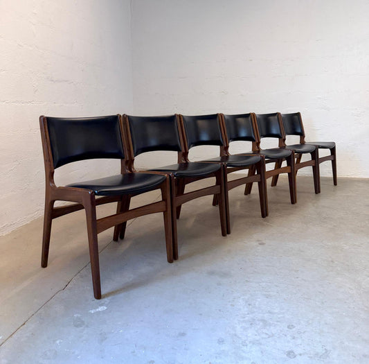 Oddense Maskinsnedkeri A/S Set of 6 Model #89 Teak Dining Chairs Designed by Erik Buch - #A2159
