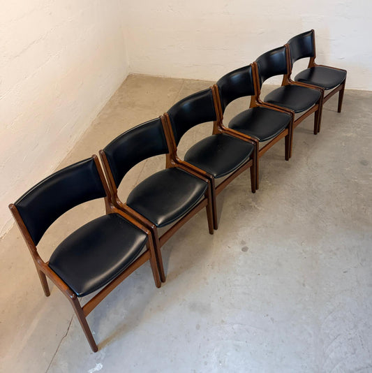 Oddense Maskinsnedkeri A/S Set of 6 Model #89 Teak Dining Chairs Designed by Erik Buch - #A2159