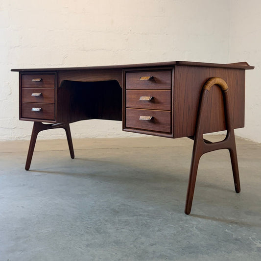 Sigurd Hansen Curved Teak Desk Model # 180 Designed by Svend Aage Madsen - #A2168