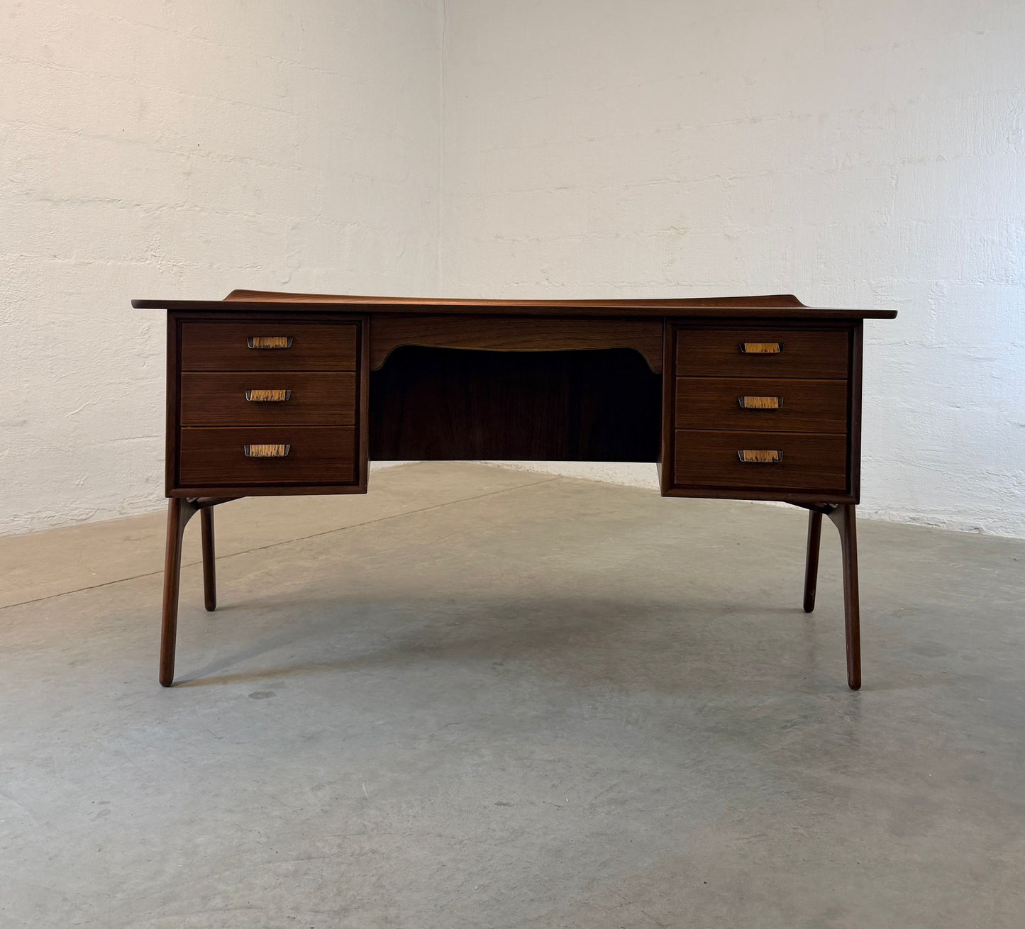 Sigurd Hansen Curved Teak Desk Model # 180 Designed by Svend Aage Madsen - #A2168