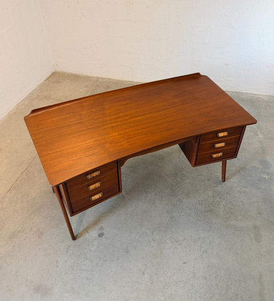 Sigurd Hansen Curved Teak Desk Model # 180 Designed by Svend Aage Madsen - #A2168
