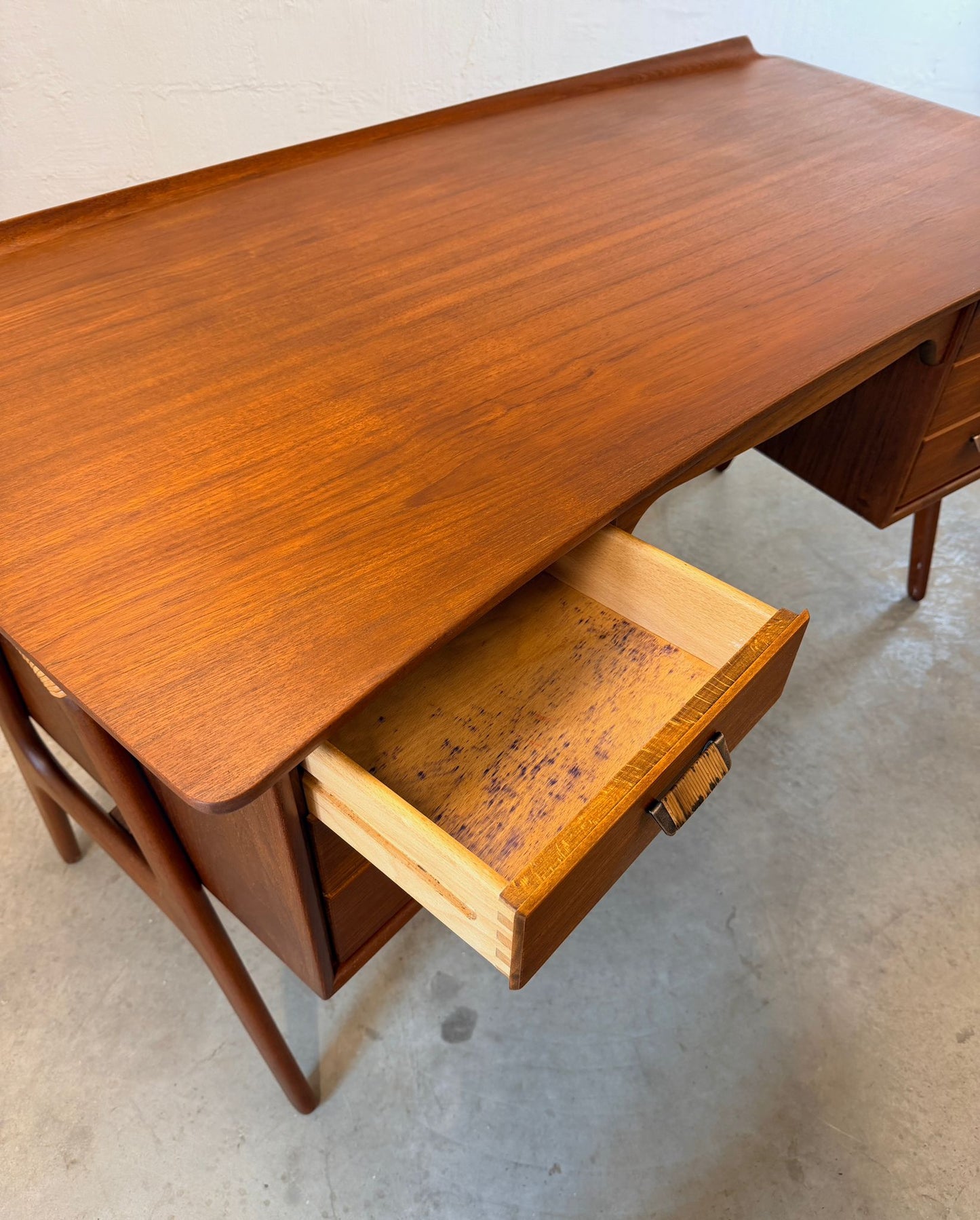 Sigurd Hansen Curved Teak Desk Model # 180 Designed by Svend Aage Madsen - #A2168
