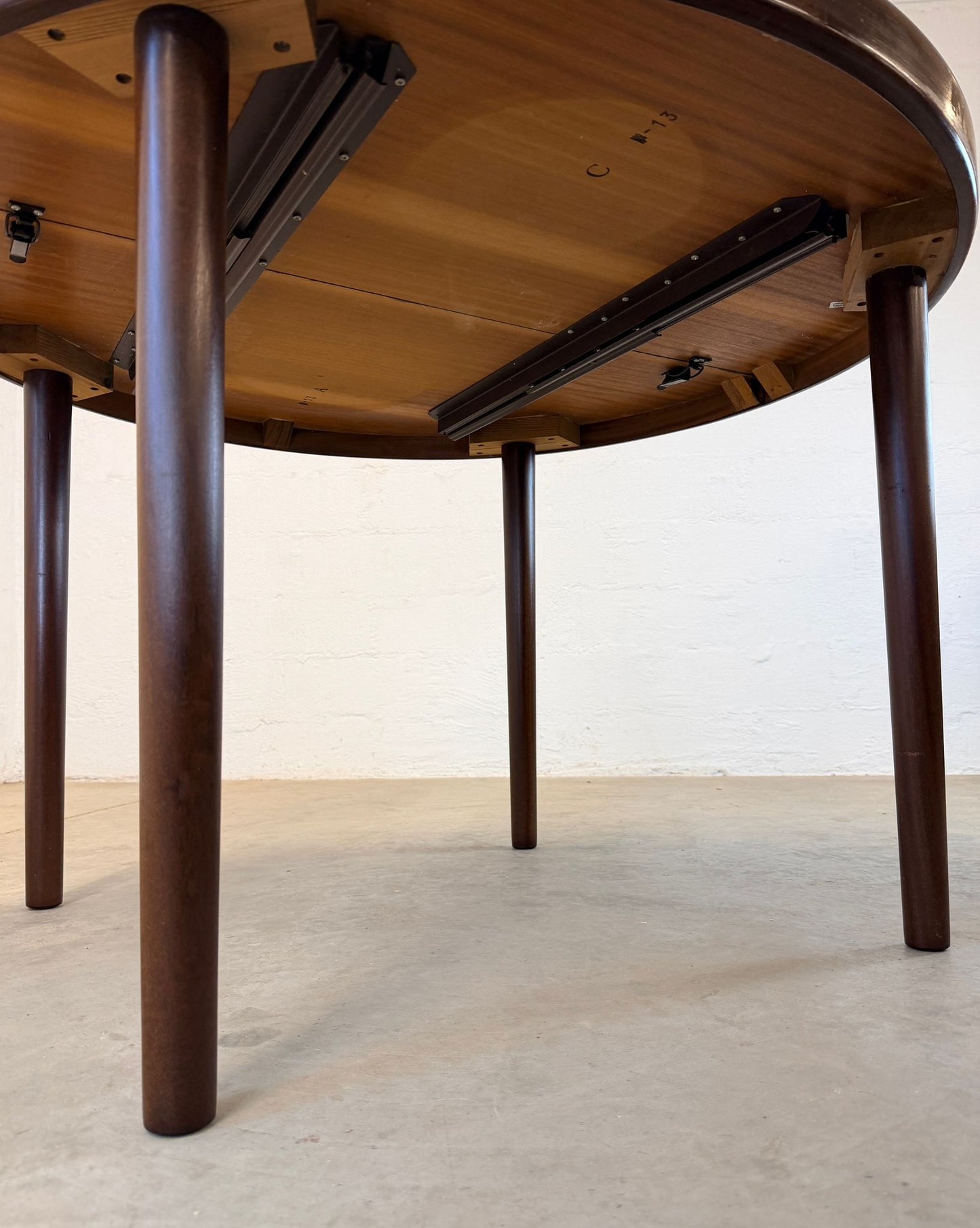 Bramin Møbler Round Mahogany Dining Table with 2 Leaves Designed by H.W. Klein - #A2172