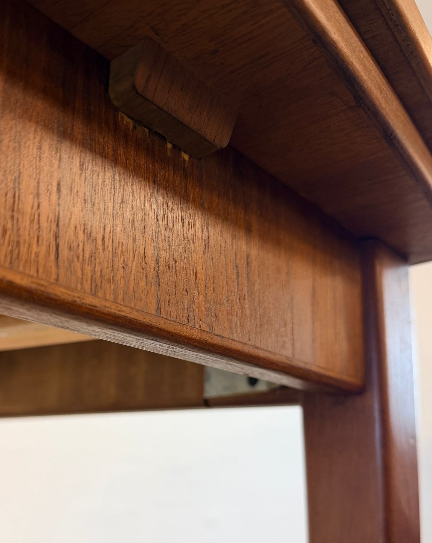 Danish Teak Square Draw Leaf Dining Table w/ Curved Sides - #A2181