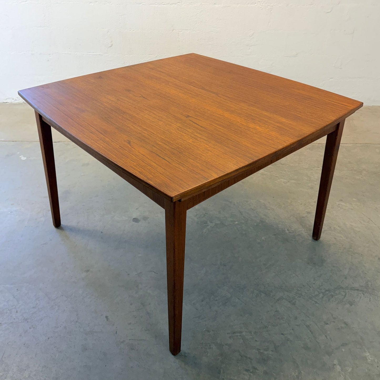 Danish Teak Square Draw Leaf Dining Table w/ Curved Sides - #A2181