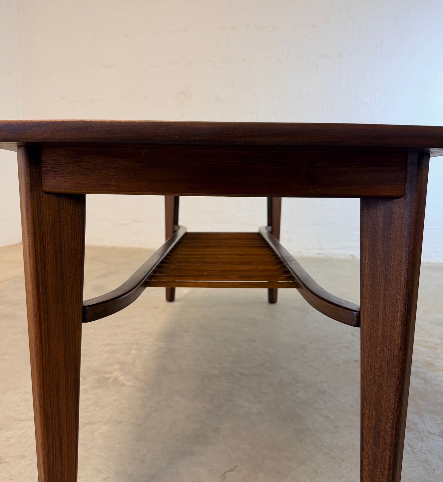 Danish Teak Coffee Table w/ Lower Spindled Shelf - #A2183