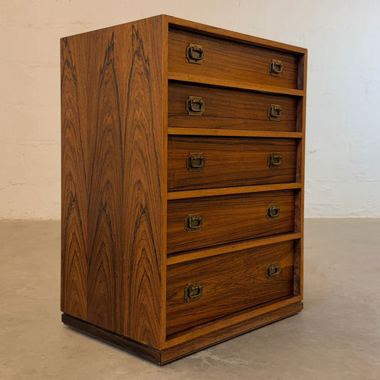Silkeborg Møbelfabrik Rosewood “Alabama” Model 103 Campaign Style Nightstand / Chest Designed by Henning Korch - #A2190