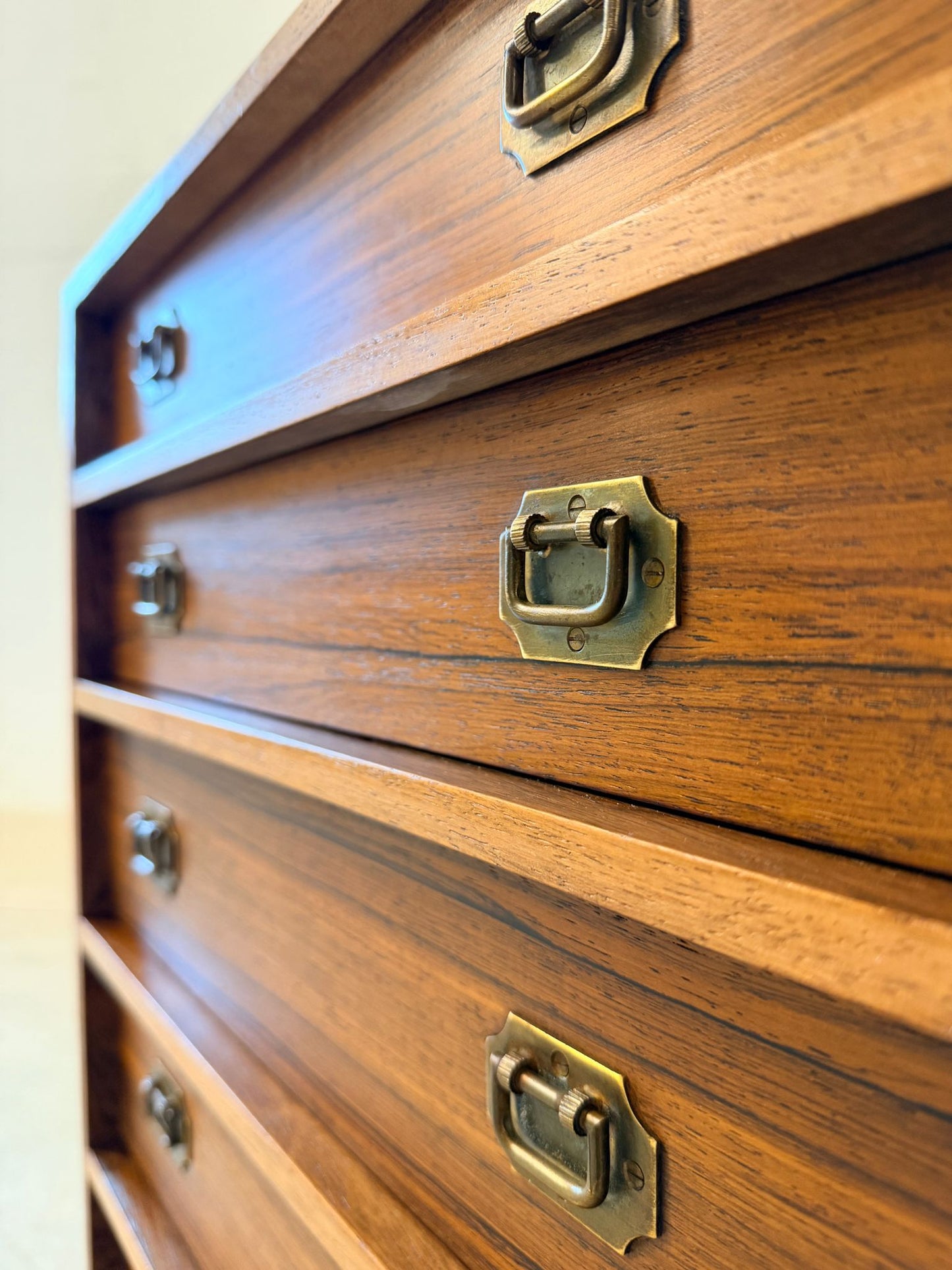 Silkeborg Møbelfabrik Rosewood “Alabama” Model 103 Campaign Style Nightstand / Chest Designed by Henning Korch - #A2190