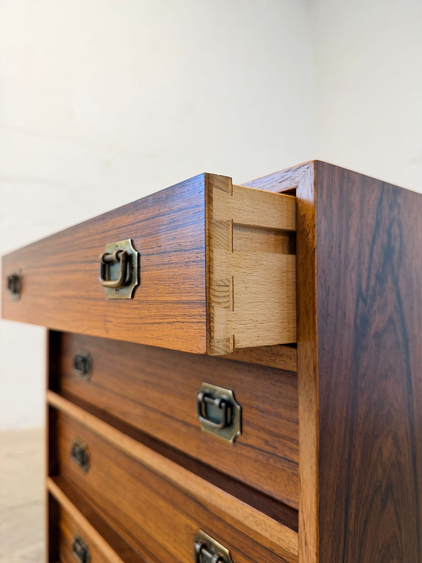 Silkeborg Møbelfabrik Rosewood “Alabama” Model 103 Campaign Style Nightstand / Chest Designed by Henning Korch - #A2190