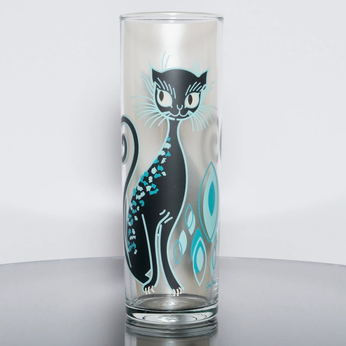 "Purrrfection" Collins Glass - 13.5oz (Teal)